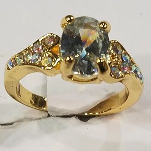 Women's ring white sapphire 14K gold